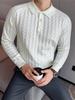 Men's Old Money Style Polo Collar Cable Knit Wool Sweater - Skin-friendly Trendy Knitwear
