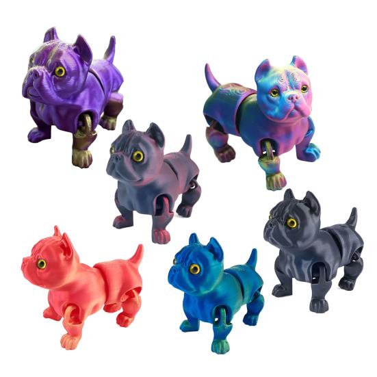 3D Printed Dog Model Fidget Toy Articulated Puppy with Movable Joints Flexible Animal Stress-Relief Toy Desktop Pet Gift for Collectors Home Decor