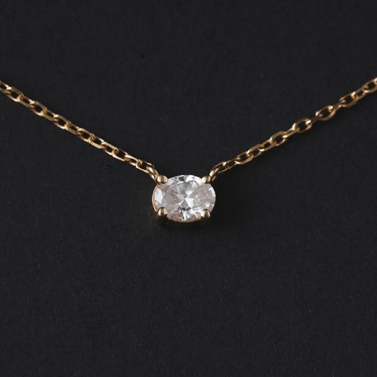 18K Gold-Plated Sterling Silver Oval Zirconia Pendant Necklace for Women 925 Silver