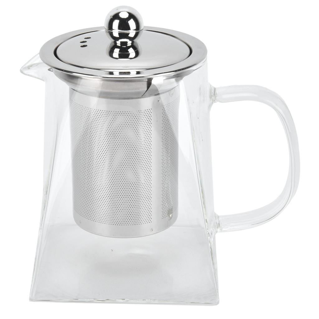 Transparent Glass Teapot with Removable 304 Stainless Steel Filter Tea Kettle for Home Office