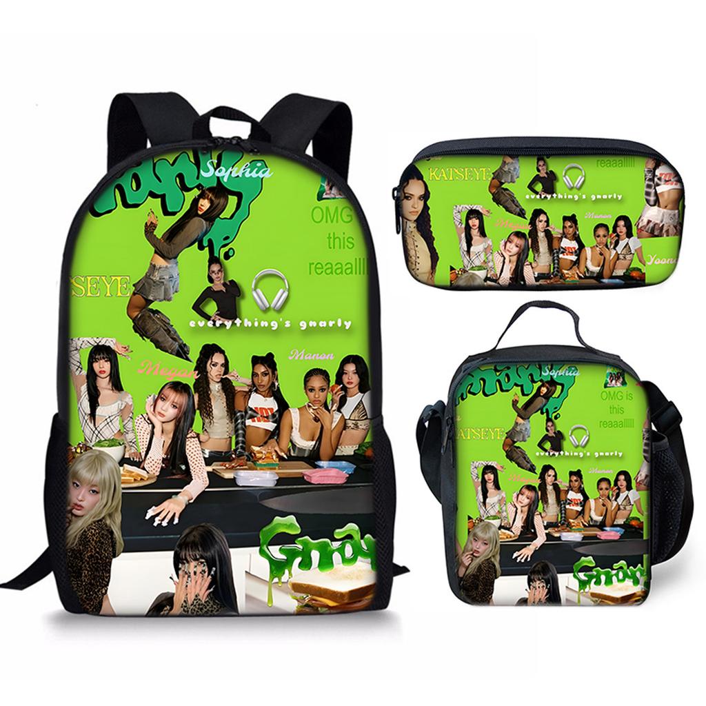 Luxury Popular Funny Novelty Kpop Katseye 3D Print 3pcs/Set pupil School Bags Laptop Daypack Backpack Lunch bag Pencil Case