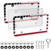 2pcs License Plate Protector Unbreakable License Plate Covers and Frames Set Front and Rear Clear License Plate Cover N Flag License Plate Frames