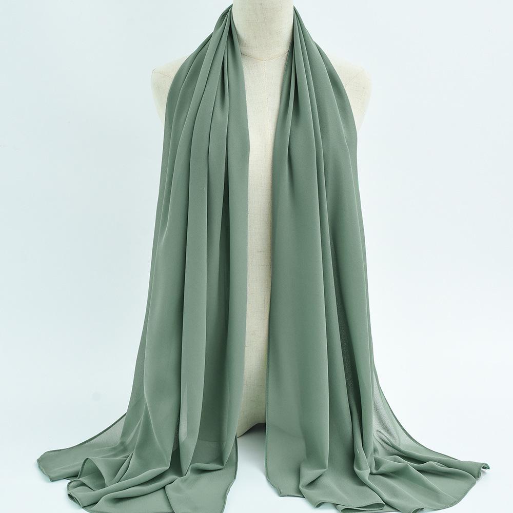 Damen einfarbiger Perlen-Chiffon-Bubbleschal, langer Seiden-Kopfschal, 70x180cm, nahöstlicher Stil