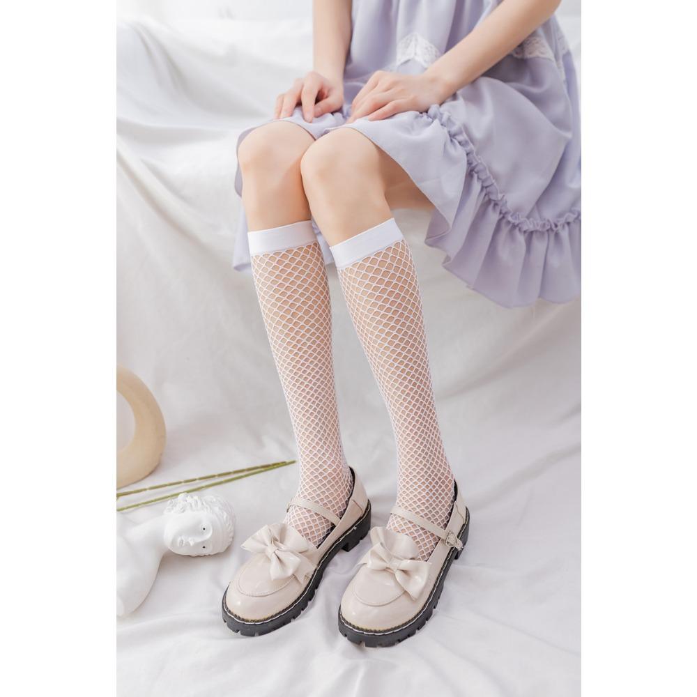 Spring and Summer Internet Celebrities with The Same Fishing Net Socks, Black Tube Socks, Small Mesh Black Silk Fishing Net Calf Socks, Sexy Wind