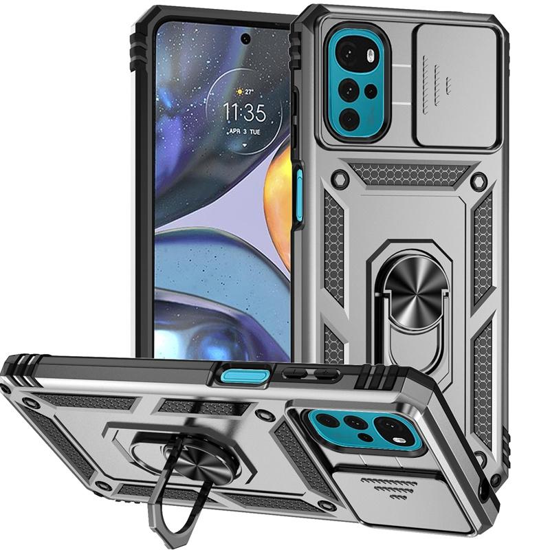 

Slide Camera Protection Phone Case For Motorola Moto G Play 4G 2024 Ring Holder Kickstand Armor Cover MotoGplay 4G 2024 Cases Moto G Play 4G 2024 серебряный