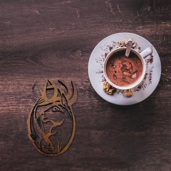 Cup Mat Hollow Out Animal Carved Design Heat Insulation Anti-scald Wood Highland Cow Coasters Scottish Rustic Cow Drink Holders Home Supplies