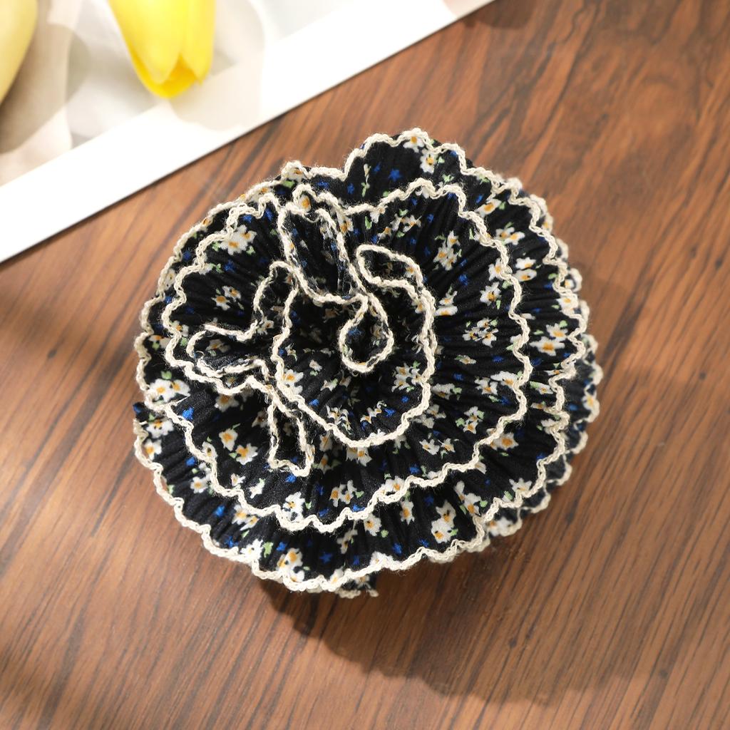 AWAYTR Fashion Floral Lace Hair Claws Fabric Flower Hair Clips Crab For Women Girl Gift Hair Accessories Valentine Headwear