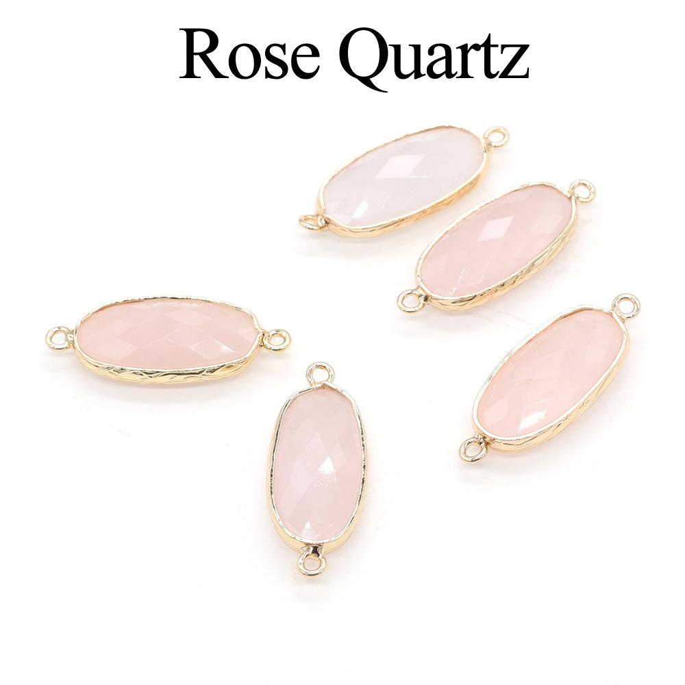 1/5 buc, Pandantiv Cristal de Vindecare Reiki Conector Oval, Energie Piatră Naturală Ametist Gemă Farmec Conector pentru Confecționare Bijuterii DIY Colier Brățară