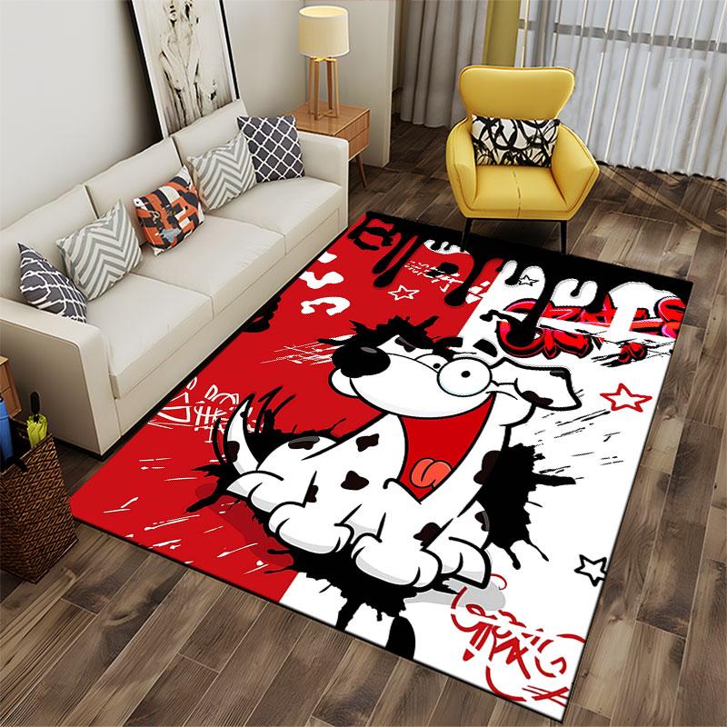 Cartoon Dog Graffiti Art Carpet Suitable As a Non-slip Mat for the Living Room or Bedroom Sofa