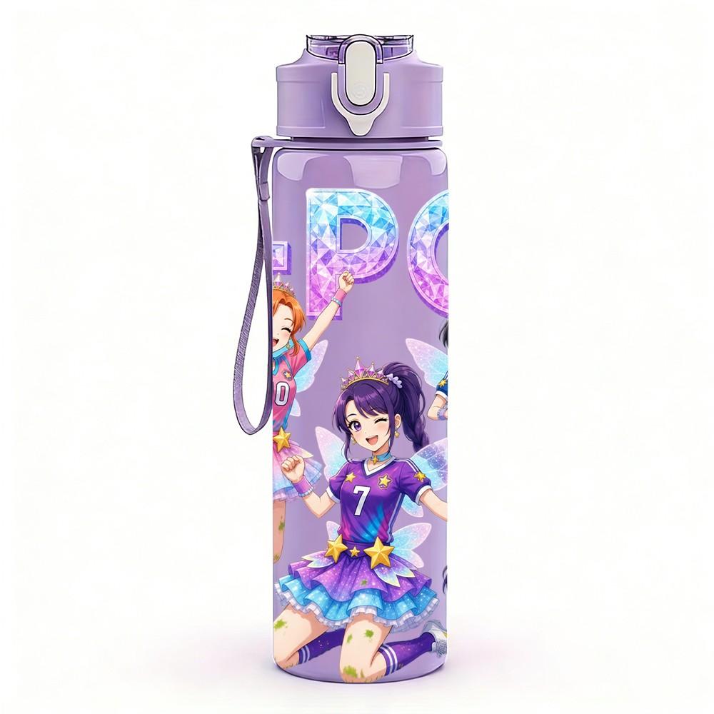 1PC Kpop Dancing Girl Group 750ml Color Plastic Sports Water Bottle Leakproof Flip Straw Lid Suitable for Sports Office Home Use