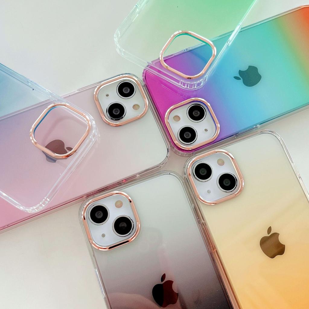 Gradient Glitter Phone Case iPhone 14 Electroplated Lens Ring 15 Compatible with Apple 16 Women's Protective Cover Wholesale New