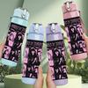 1PC Retro Female Band Black White Collage Print 750ml Colorful Plastic Sports Water Bottle Leakproof Pop Up Lid with Straw for Outdoor Work Home Use