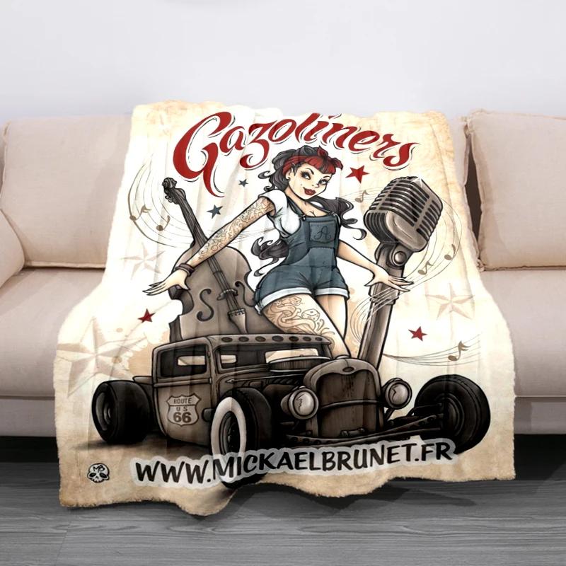 Retro Rock HipHop Music Trend Flannel Throw Blanket for Sofa and Bed Super Soft Mattress Cover