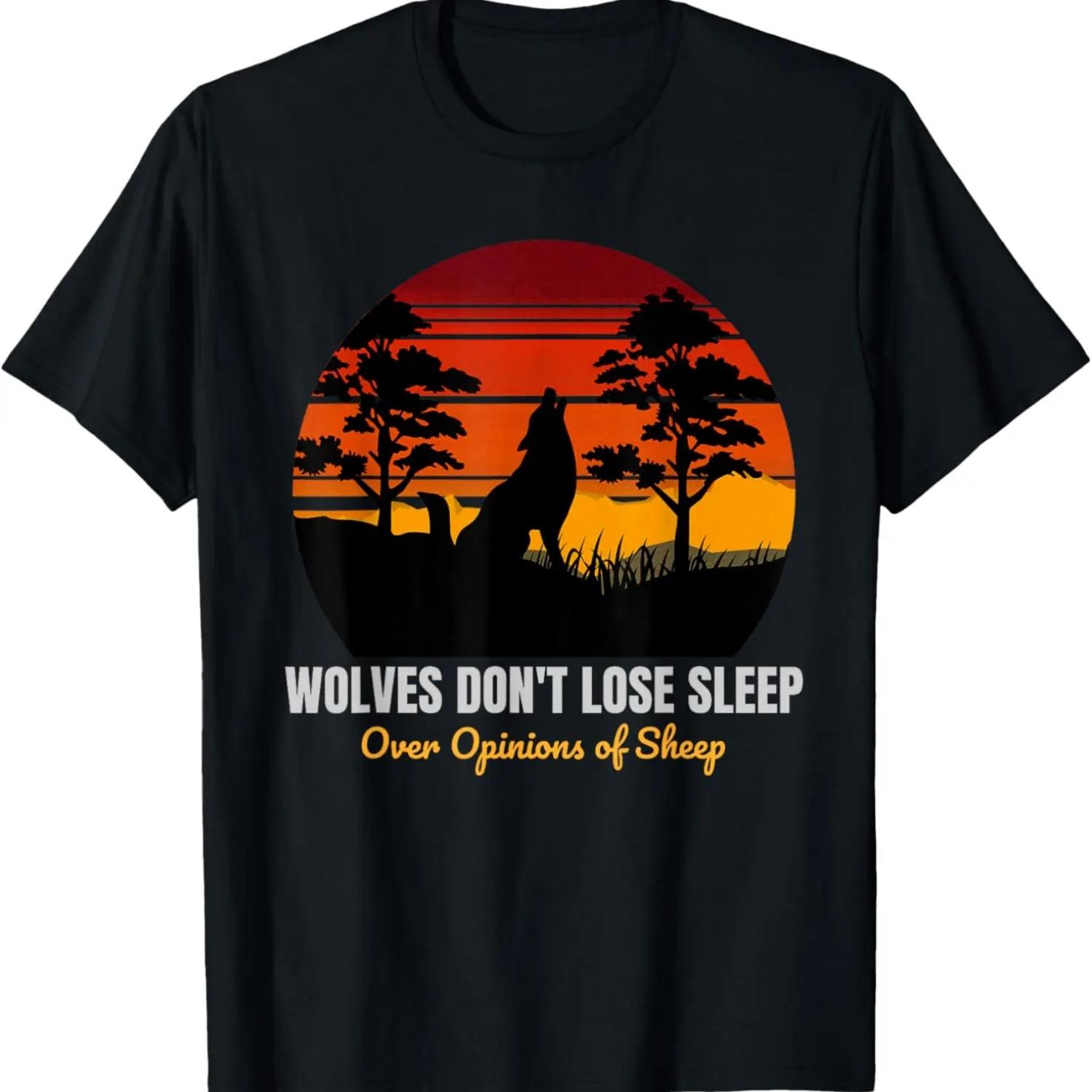 

Wolves Don t Lose Sleep Over Opinions of Sheep Moon Wolf Tee T-Shirt S чёрный