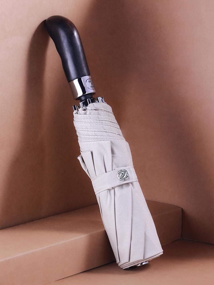 Automatic Men's Umbrella Wooden Handle  Large Double Umbrella Windproof Reinforced Rain Umbrella Car Folding Wind-resistant Gift