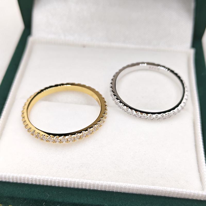 Elegante Anello da Donna Impilabile in Argento Sterling S925 Pavé di Diamanti – Regalo Perfetto per Studenti