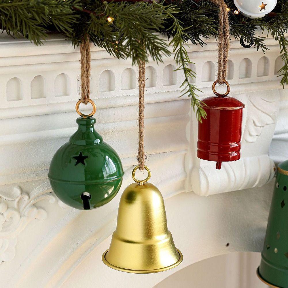 Exquisite Christmas Bell Pendant Creative Metal Hanging Bells Christams Cow Bells Home Door Decor