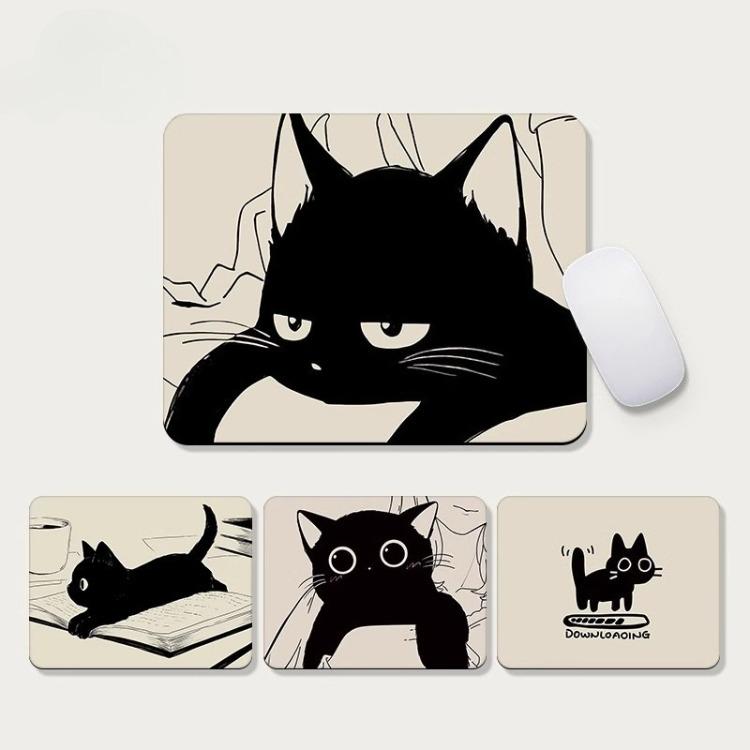 Cute Black Cat Small Mouse Pad Female Non-slip Cushion Office Entertainment Thickened Computer Desk Pad Wrist Pad
