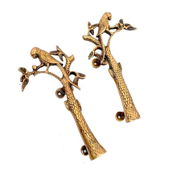 

Brass Parrot On Tree Design 20.32 Cm Brass Door Handle Pair