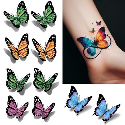 Mancha Cor do Vento Vintage Estéreo Borboleta Meninas Tatuagens Adesivas Descartáveis