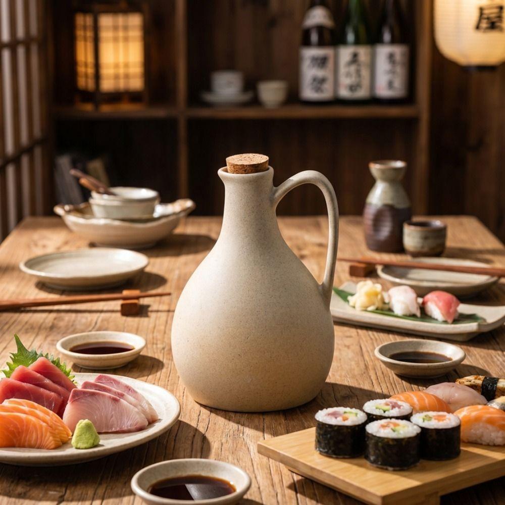 Matte Japanese Style Minimalist Oil Pot Vintage Oil Bottle Simple Seasoning Bottle Dinning Table