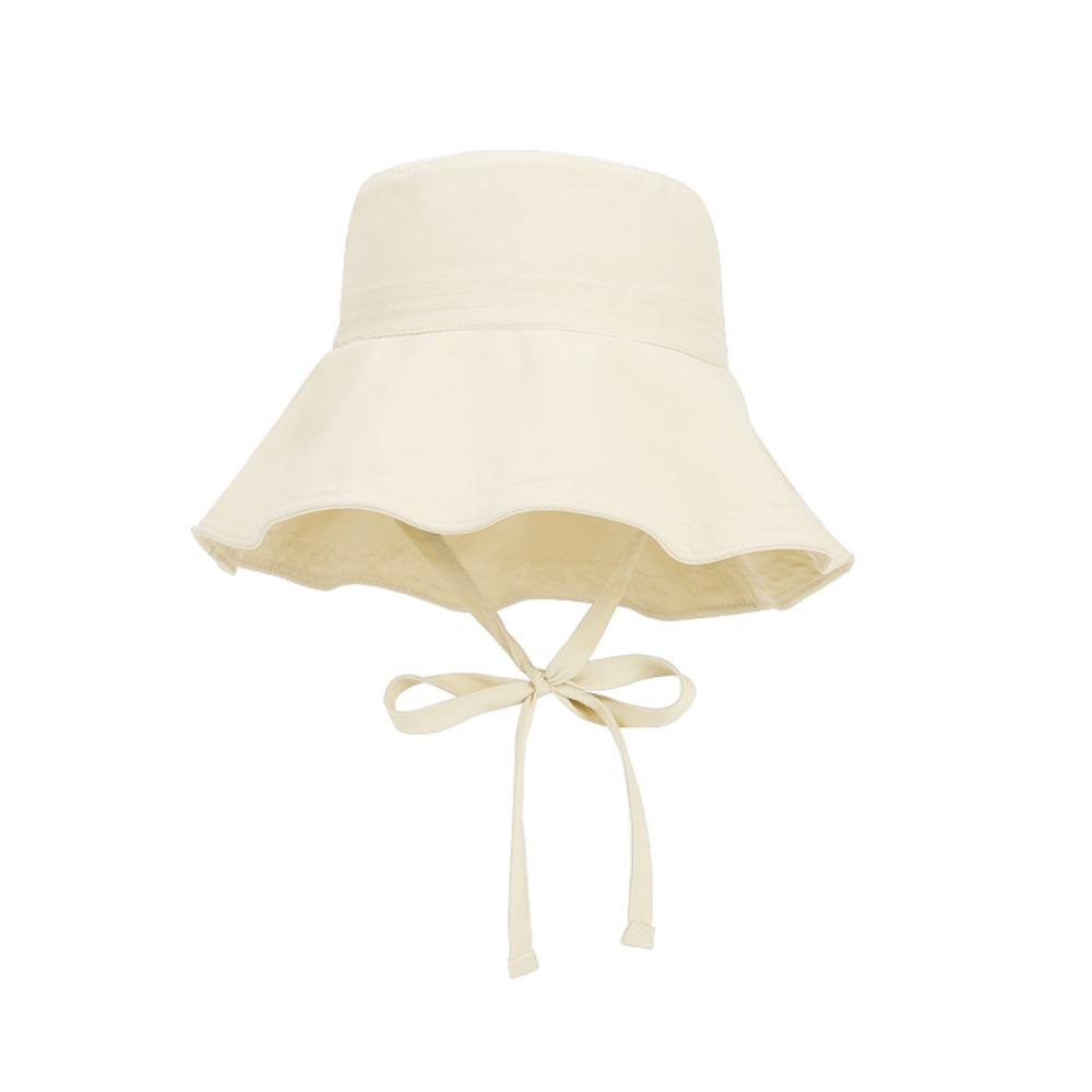 Solid Color Summer Sun Hat Lace Up Bucket Hat Fashion Sunshade Hat  Travel