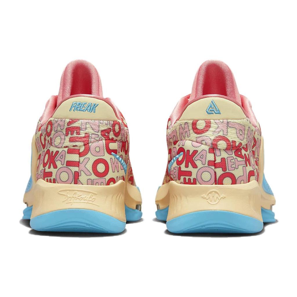 Nike Zoom Freak 4 Letter Bros - Coral Unisex Sneakers Pink Pale-Vanilla Blue-Lightning FB9503-200