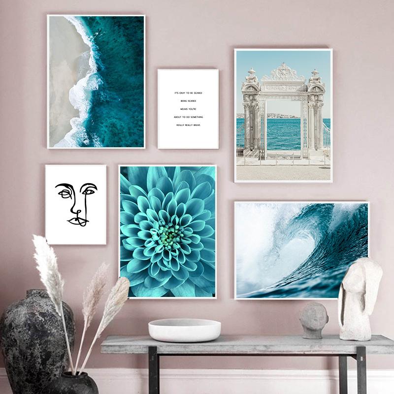 Nordic Decoration Poster and Prints Life Quote Flower Sea Landscape Wall Art Canvas Painting Decorative Picture Home Decor
