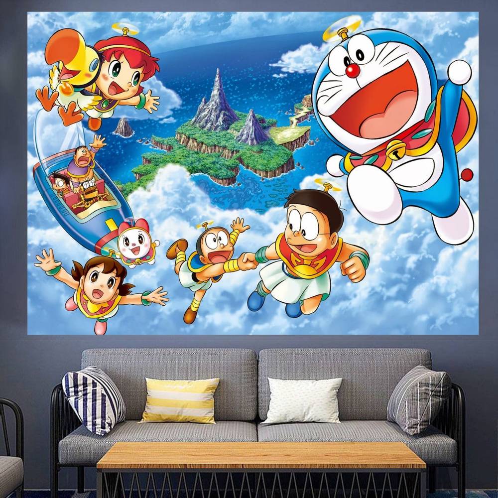 Doraemon Party Blue Cat Children Photography Backdrop Background for Baby Children Photocall Photo Studio