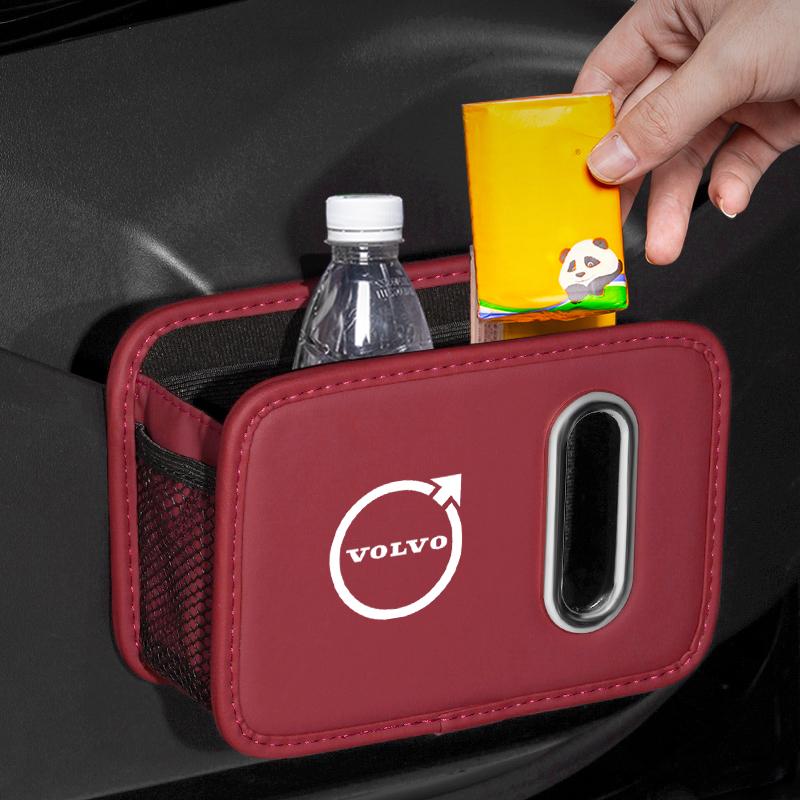Car Sticker Tissue Box Holder Leather Car Door Side Armrest Napkin Case Backseat Bag For Volvo Rdesign V60 V40 XC60 S60 V50 S90