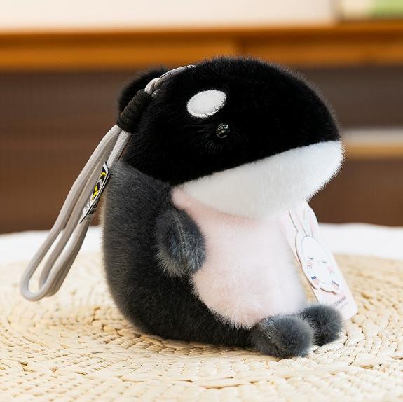 

New Marine Ally Pendant Series Cute Killer Whale Shark Bag Pendant Seal Decoration Figurine Doll Keychain Gift (As shown-10032)-