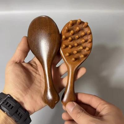 Multifunctional Golden Sandalwood Scalp Massage Comb Wide Tooth Hair Brush for Detangling Long Hair Home Use