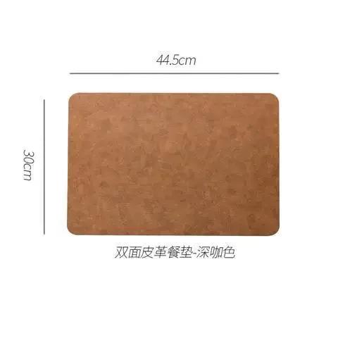 Light Luxury Solid Leather Placemat Coffee Brown PVC Table Mat Waterproof Oilproof Heat-Insulated Plate Bowl Pad Table Decor
