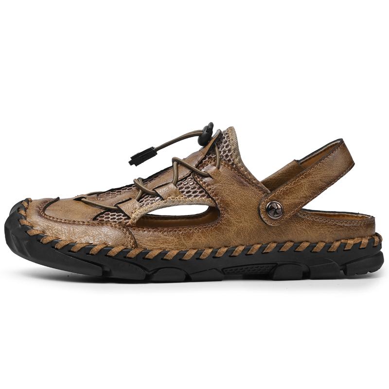 Sandale pentru bărbați lucrate manual, cusute manual, sandale de vară pentru bărbați, respirabile, de exterior, sandale de plajă pentru bărbați