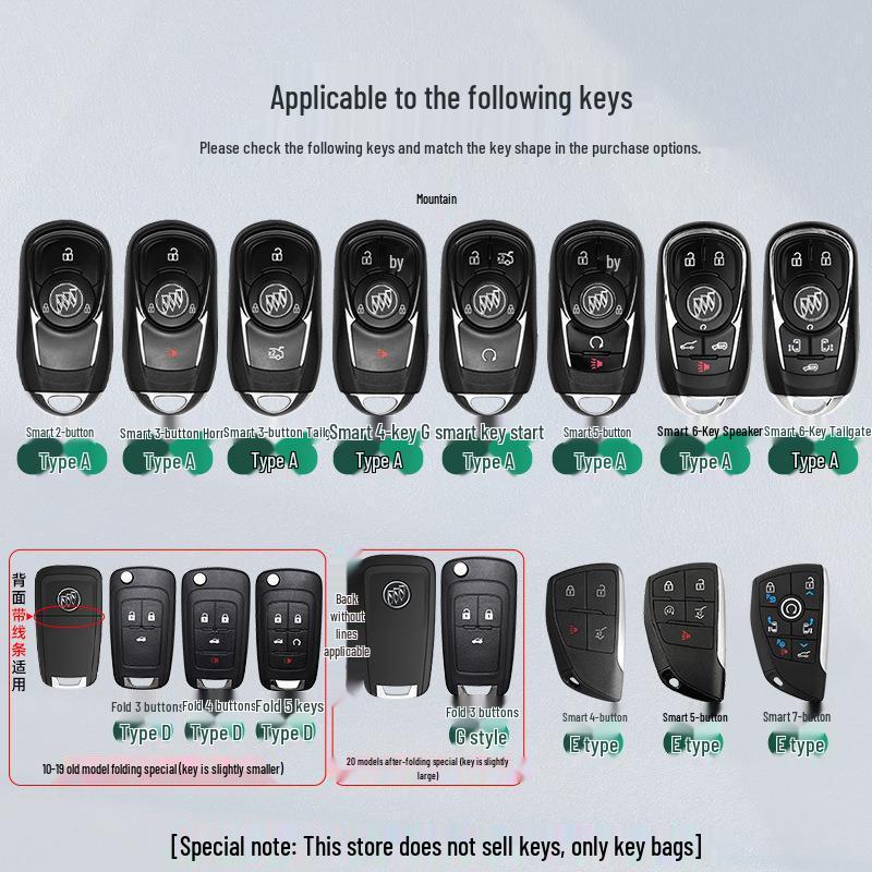 Light Blue Key Cover for Buick Models: Excelle, Encore, GL8, Verano, GL6, Regal, LaCrosse - Designed for Women