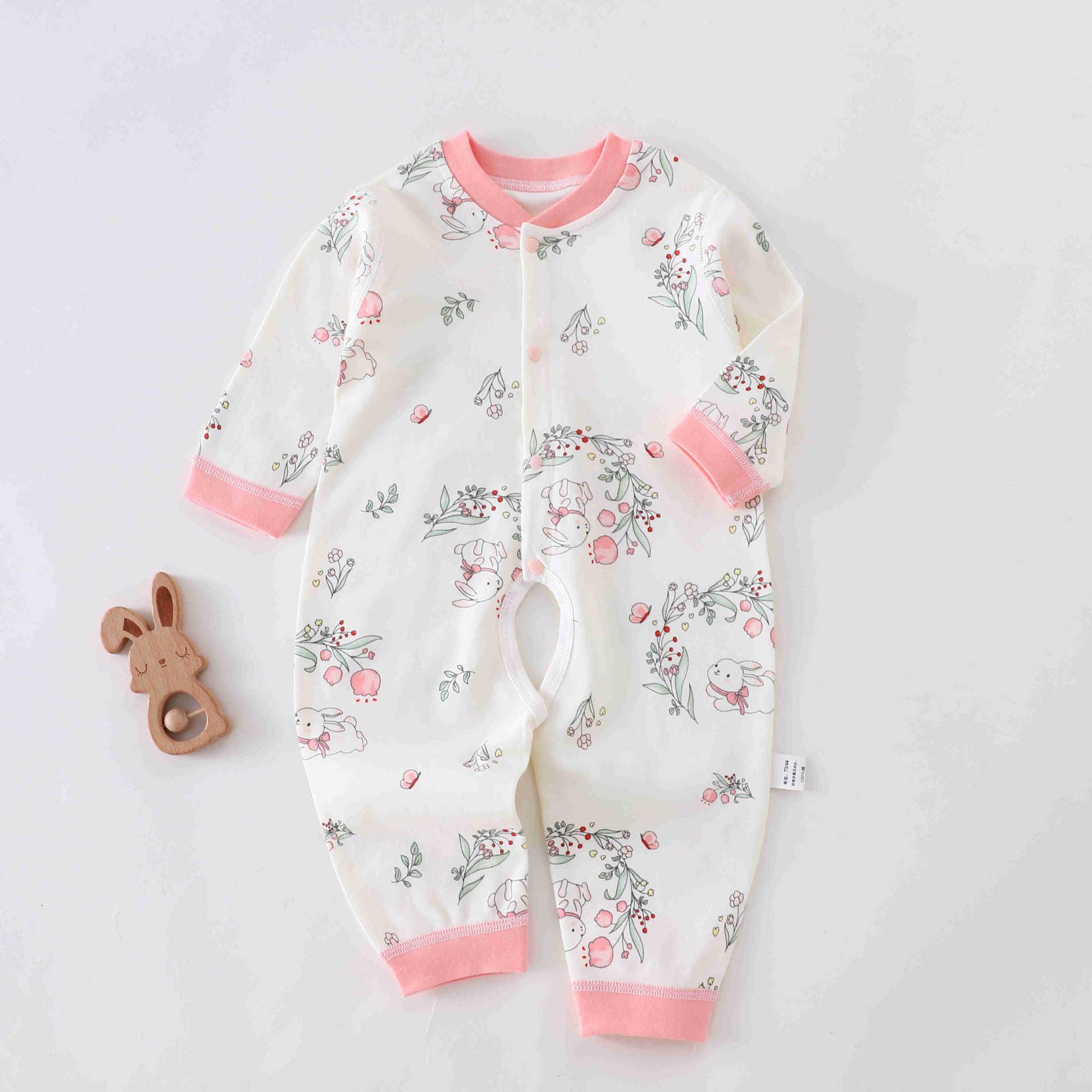 

Хлопковый ромпер класса А с открытой промежностью для малышей - Лонгслив, костюм для ползания для новорожденных на весну и осень Size 66