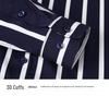 Men's Business Casual Striped Long Sleeve Shirt with Button-Down Collar