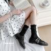Ballet-style Dui Dui Socks for Women Spring and Summer, Thin Bow-shaped Black Ear-trimmed Mid-calf Socks