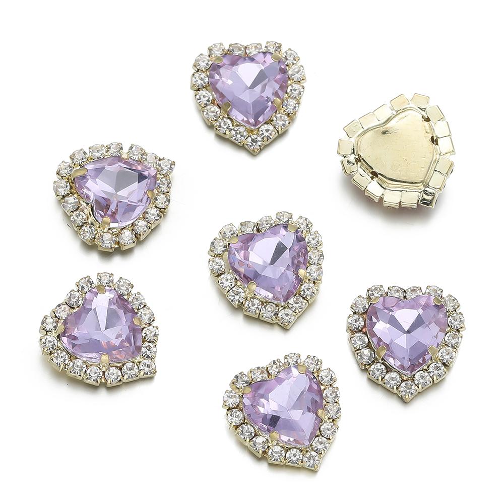 10Pcs/lot 14x15MM Metal Heart Rhinestones Acrylic Sewing Accessories DIY Clothing Hair Accessories Decorative Jewelry