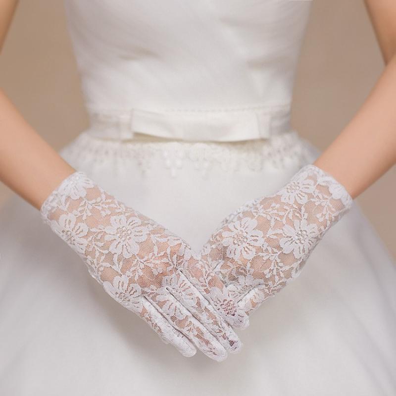 Black Lace Gloves For Brides Wedding Dress Hand Shawl Sexy Sleeve Protector Net Cloth Gloves Women Evening Gown Marriage