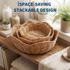 Euker Storage from Natural Set of with Natural for Storing Small and Fruits Baskets, Hand-Woven Rattan, 3, Handles, Finish, Items, Bread, Vegetables,