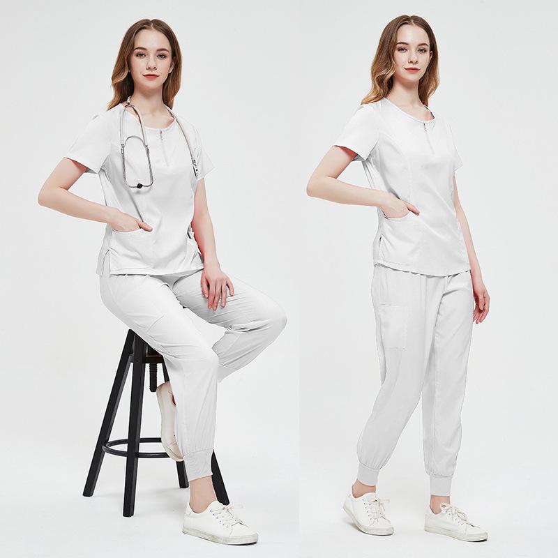Cross-Border Quick-Dry Nurse Uniform: Summer Short-Sleeved Set with Elastic Handwashing Clothes