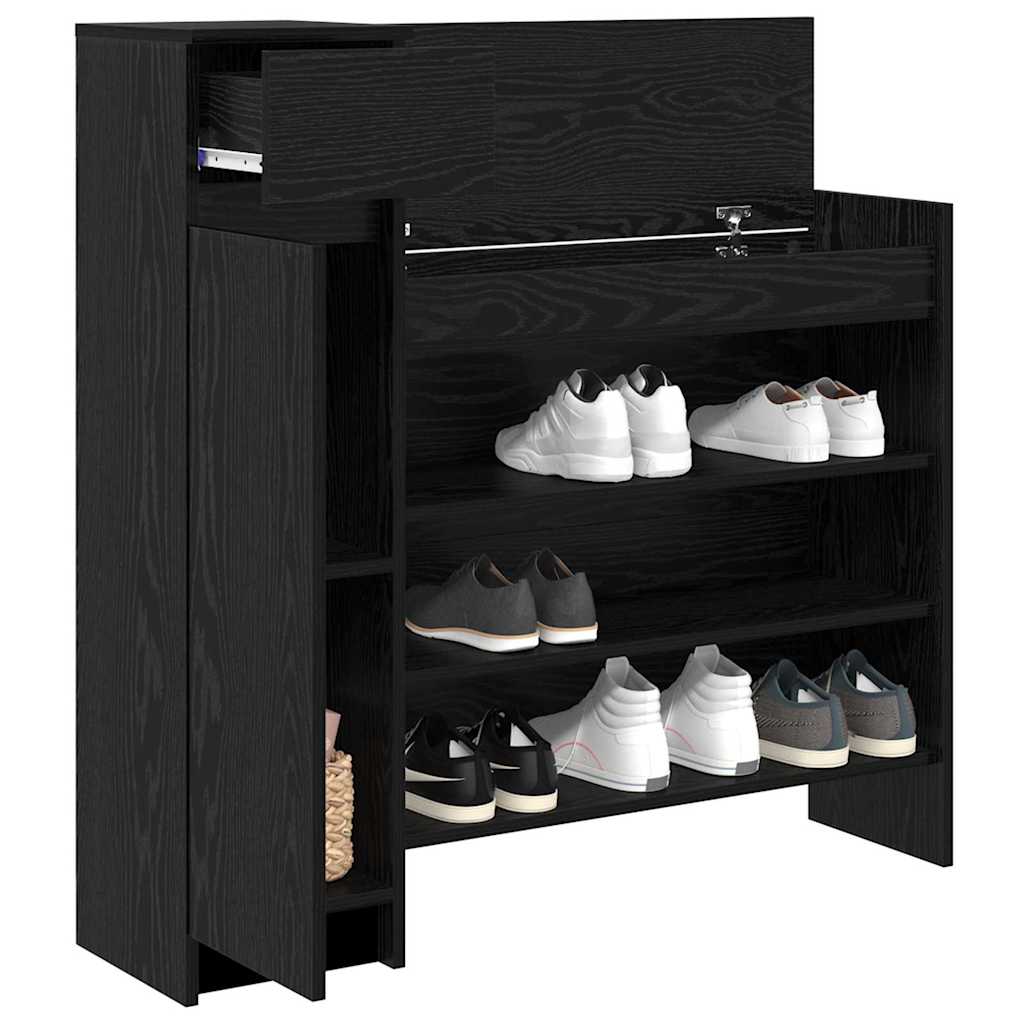 Shoe Cabinet with Shelf Black Oak Effect 100.5 x 28 x 100 cm