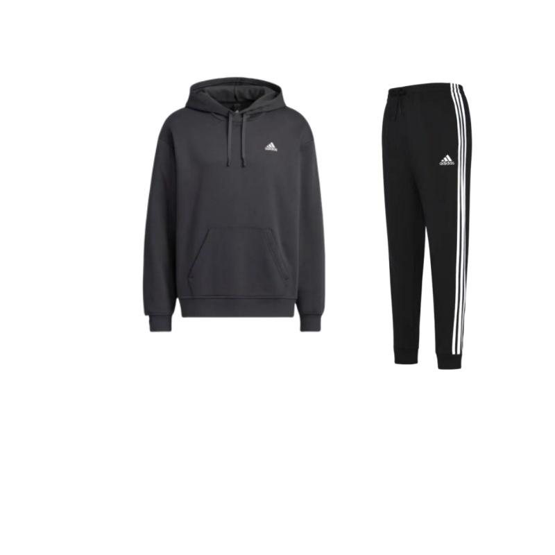 

Adidas Logo Kangaroo Pocket Hooded Long Sleeve Cuffed Sweatpants Set Unisex Sweatpants Set Black GK8831+-IB2731 M