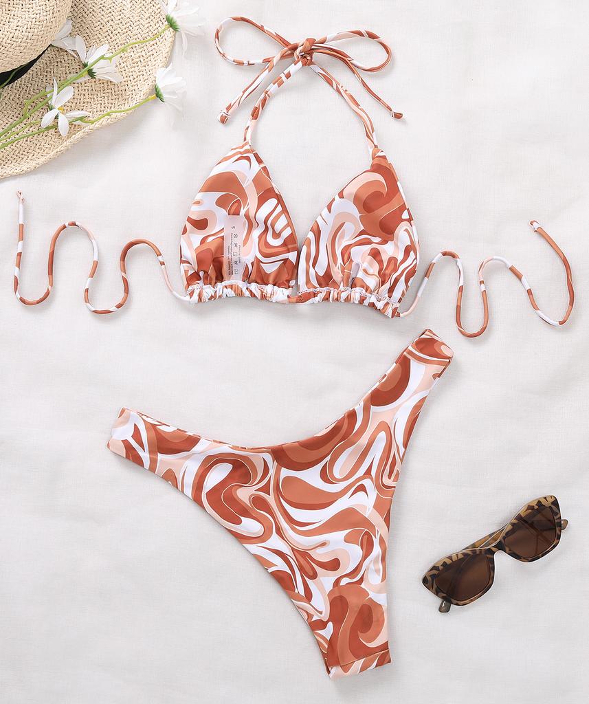 Micro Bikini Sexy Women Swimwear Print Halter Backless Thong Brazilian Swimwear Bikini Set Bikini Beachwear