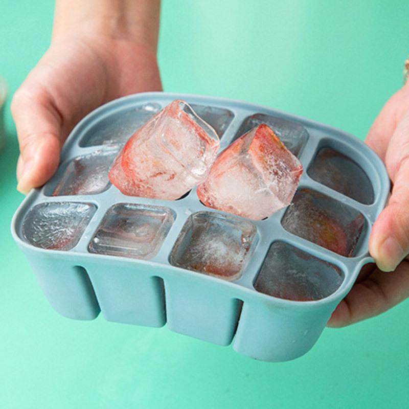 12 Grid Ice Cube Mold Freezer Ice Ball Maker Mold With Lid Easy Release Silicone Ice Cube Forms Bar Kitchen Accessories