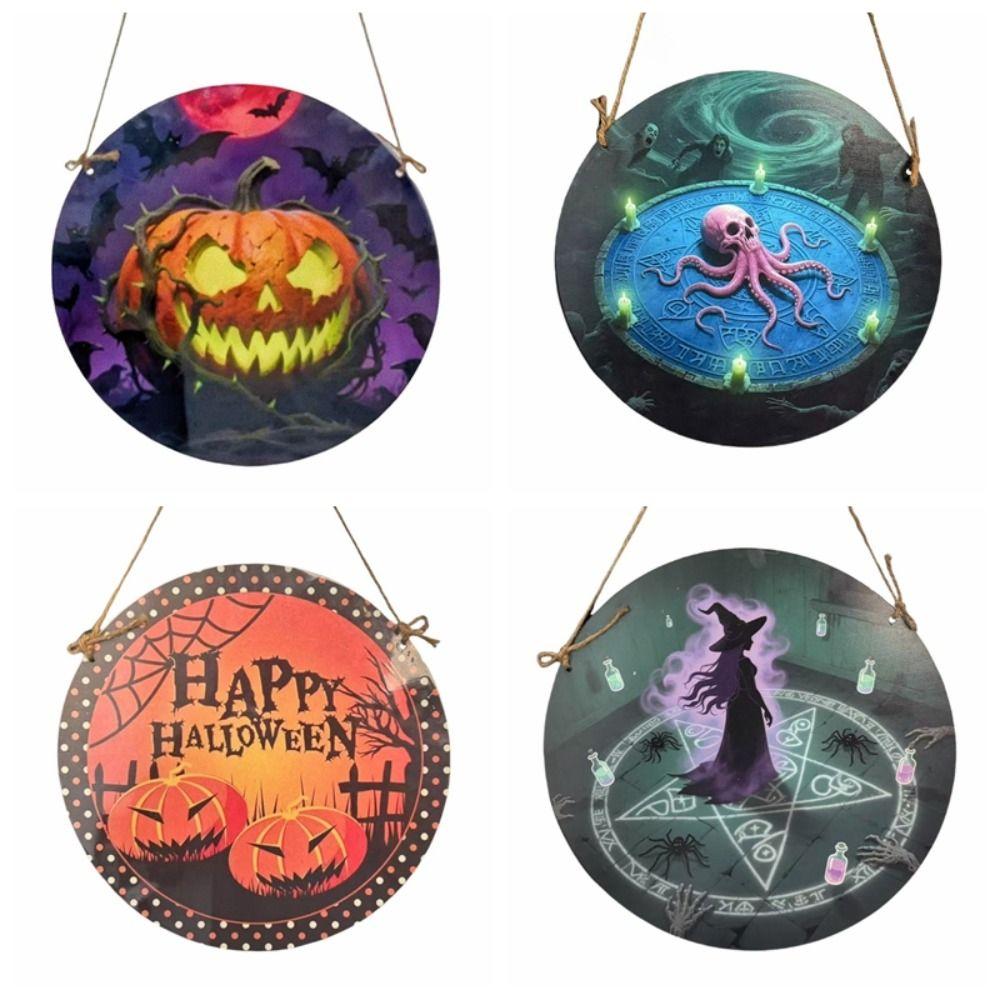 Wooden Halloween Door Hanging Pendant Pumpkin Horror Party Props  Home Decoration
