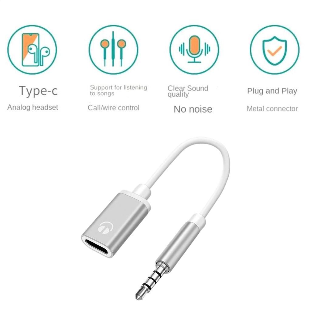 Type C To 3.5mm Headphone Car Stereo Cord 3.5mm Jack Converter Type-C Converter Earphone Adapter Earphone Audio Adapter Cable