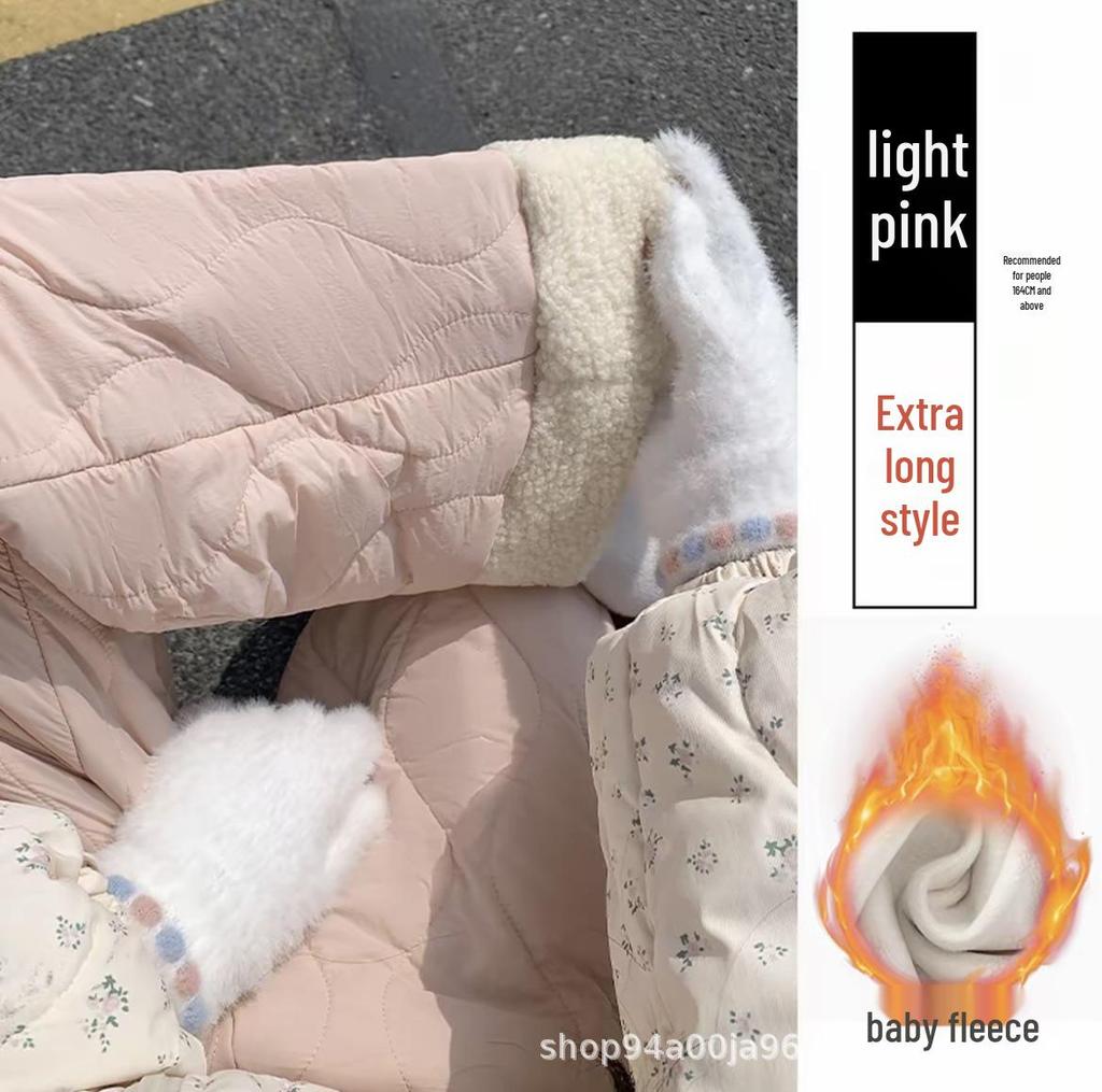 Women's Pink Fleece Cotton Wide-Leg Pants - Winter 2025 Casual Warm Plus Velvet Design