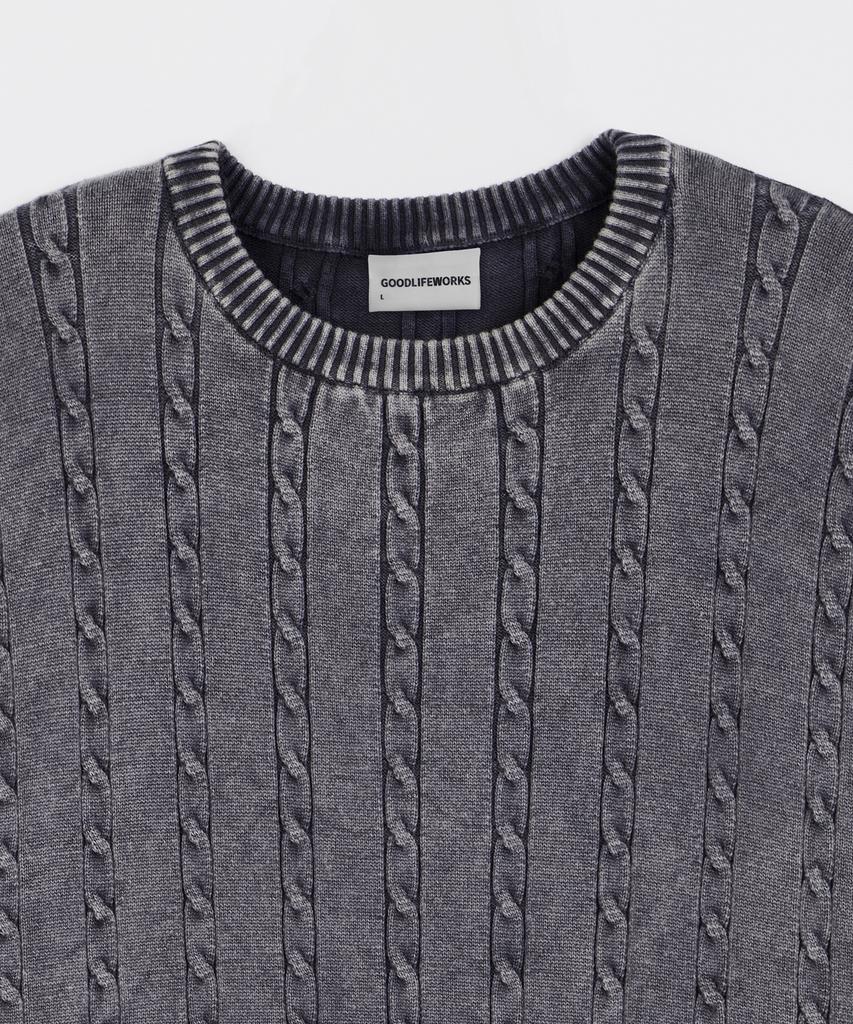 GLW Vintage Washed Cable Half Knit Charcoal